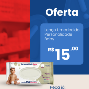 Lenço Umedecido Personalidade Baby Total Care com 100 unidades